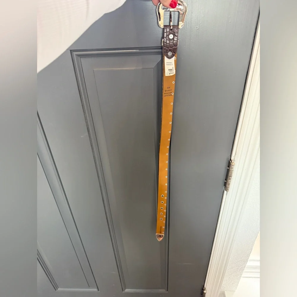 Western Style Brown and Cream Belt with Silver Buckle